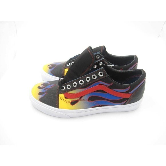 New Vans Old Skool Front Toe Blue/Yellow Flame Classic Skate Shoe Sz 9.5US(Z57) - Picture 6 of 8